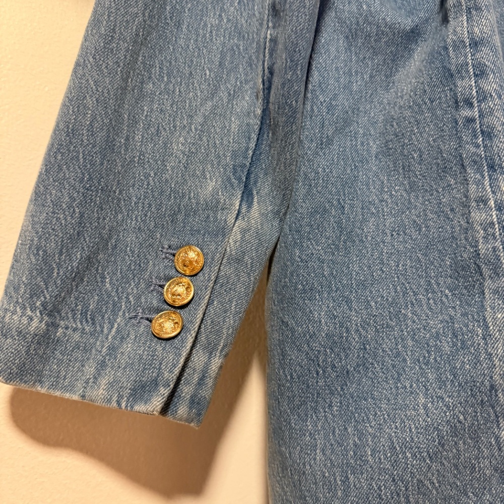 Express Denim Blazer Jacket With Button Details - image 5